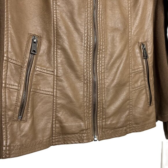 Sebby Collection Women's Faux Leather Jacket with Moto Details Front Zip Size XL - Picture 6 of 16
